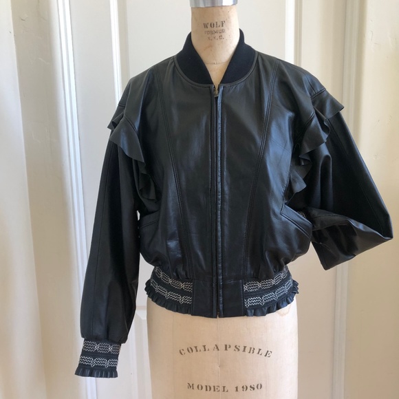 Joie Ruffle Lamb Leather Jacket - Picture 2 of 7